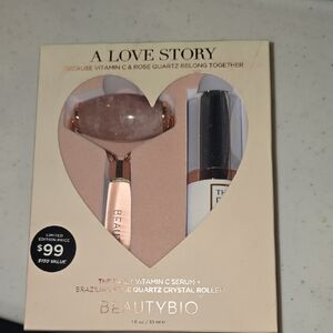 Beautybio Rose Quartz Crystal Roller & Vitamin C Serum Set